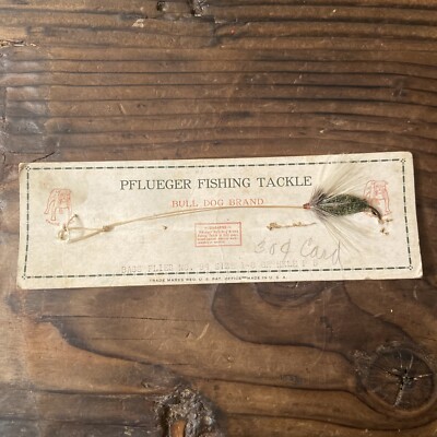 VTG EARLY Fly Rod PFLUEGER Fishing Tackle BULL DOG BRAND Bass Flies No94 On  Card