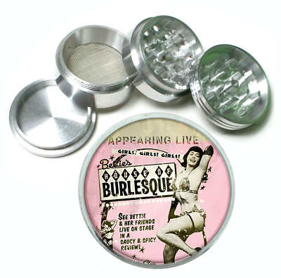 BP Burlesque Rs1 Themed Black Metal Herb Grinder 4 Piece Hand Mueller