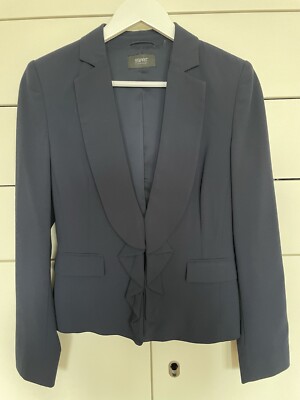 Esprit Collection Blazer Gr. 34 36 XS S dunkelblau marine Wellenkante verziert