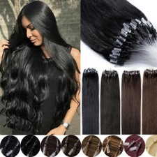 Micro Beads Loop Human Hair Extensions Silicone Beads Link Full Head Thick 200S
