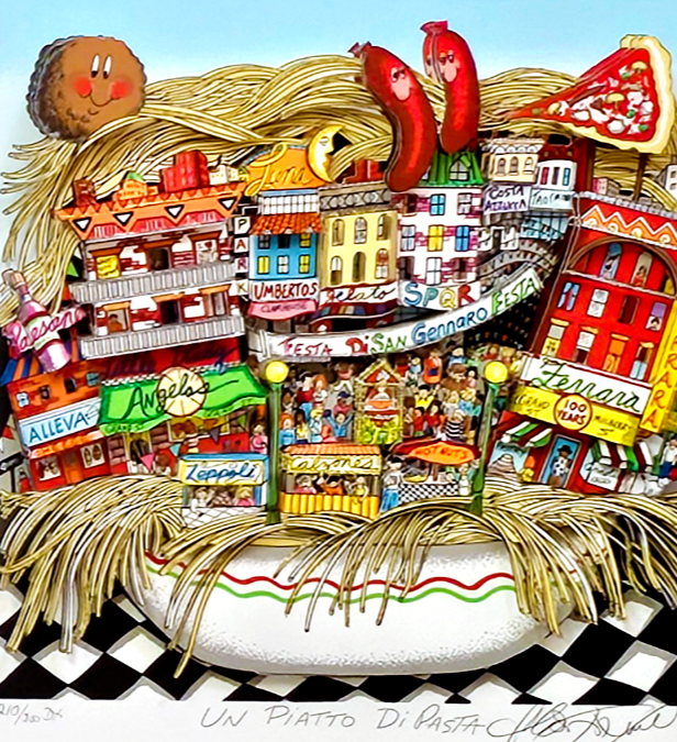 Charles Fazzino Un Piatto Di Pasta 3D DX210/300 SIGNED Little
