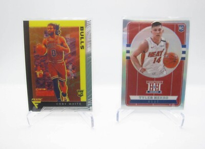 Lot of 2 2019 Tyler Herro Silver Prizm, Coby White Flux  Rookie Card (A9)