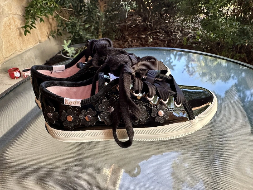 Keds Kate Spade Kickstart Black Children Kids Glitter Appliqués Size 11 Sneakers - Изображение 2 из 4