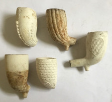 Antique Decorated Clay Pipe Bowls x 5