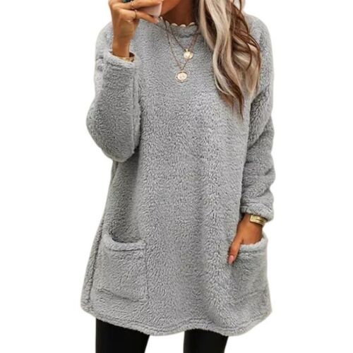 Woman Winter Fluffy Fleece Sweater Ladies Jumper Tunic Warm Plain Pullover Tops· - Picture 14 of 22