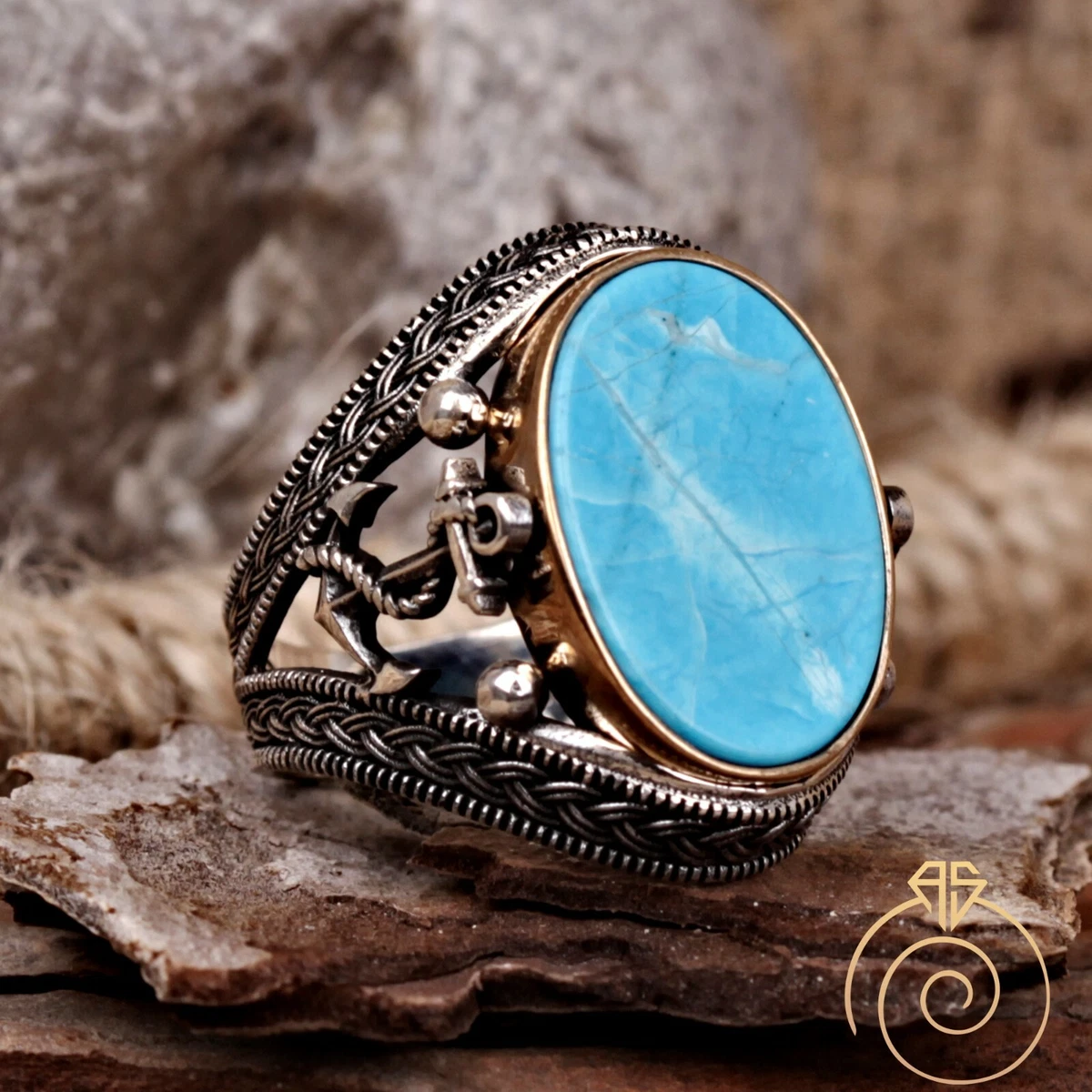 Buy Turquoise Ring for Men, Sterling Silver Mens Ring, Large Big Stone Ring,  Statement Ring, Alternative Engagement Ring Online in India - Etsy