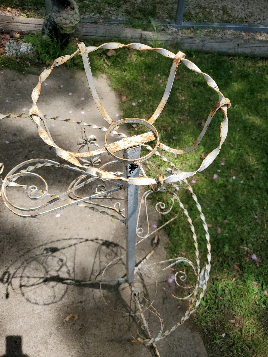 Vintage 60's Mid Century Wrought Iron Twisted Metal Spiral Plant