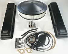 Sb Chevy Black Engine Dress Up Kit Tall Valve Covers Air Cleaner 58-79 Sbc 350