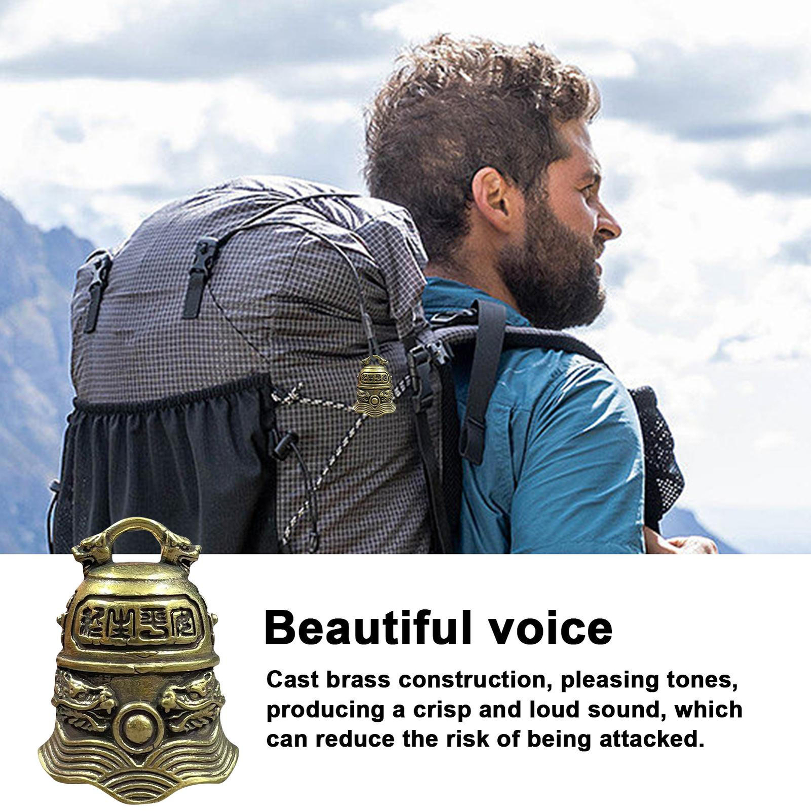 Portable Bear Bell Hiking Bell Retro Brass Loud Golden Bear Bell for Camping