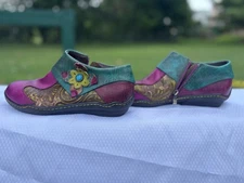 Socofy Womens Floral Loafer Shoes Size EU 39 US SIZE 8.5 Artsy