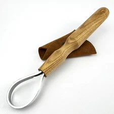 Long Scorp Knife – Forged 52100 Steel, Ash Handle, Sheath, Bowl Carving Tool