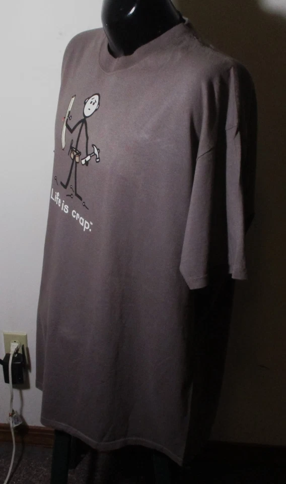 LIFE is CRAP Brown 100% Cotton Short Sleeve T-Shirt Men's Size XXL NWOT - Image 4 of 4