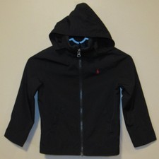 Polo Ralph Lauren Lightweight Full Zip Hooded Jacket Black Red Pony Boys sz 5
