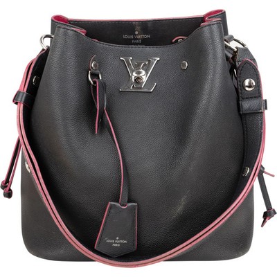 Louis Vuitton Black Leather Lockme Bucket Shoulder Bag Tasche