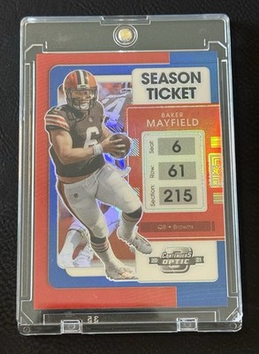 2021 Panini Contenders Optic - Season Ticket Baker Mayfield #9 Blue Prizm /99