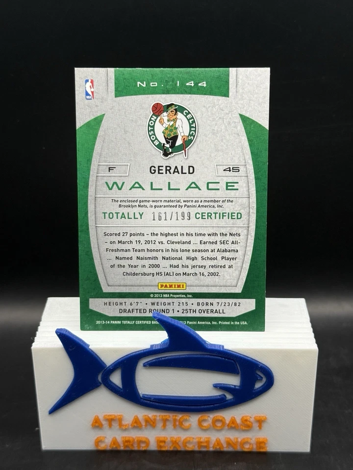 Camiseta deportiva usada GERALD WALLACE roja 2013-14 totalmente certificada/199 #144 Celtics Foto 2 de 2