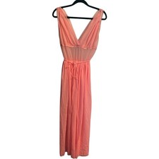 EUC Vintage 60  s Pink Lingerie Long Night Gown Marked Size 36 Fits Small