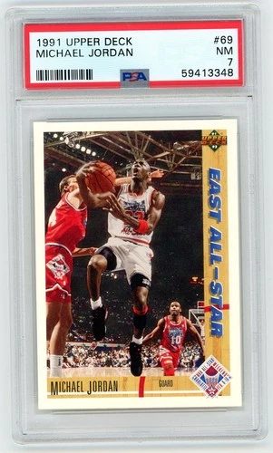 Michael Jordan 1991 Upper Deck Basketball Card - #69 PSA 7