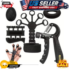 5 PCS Grip Strength Trainer Kit, Hand Gripper Strengthener, Forearm Black
