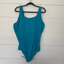 Lands End Women  s 24WL Blue One Piece Swim Beach Pool Ocean Plus Size