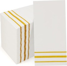100 Pack Paper Napkins Disposable Guest Towels Gold Lined Elegant Dinner Napkins