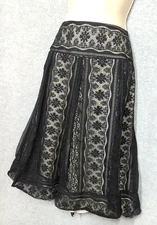 Victor Costa Occasion Skirt 8 Black Mesh Lace Lined Fairy Inspired Whimsy Goth