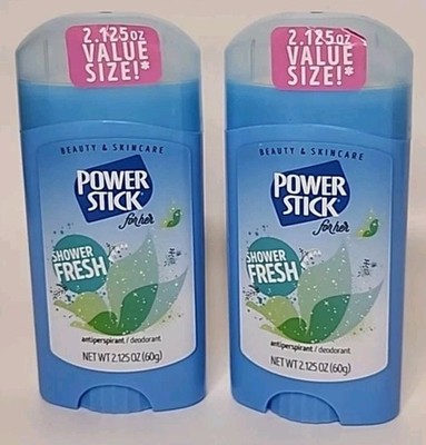2 Power Stick Powder Fresh Her Antiperspirant & Deodorant, 2.125 oz Shower Fresh