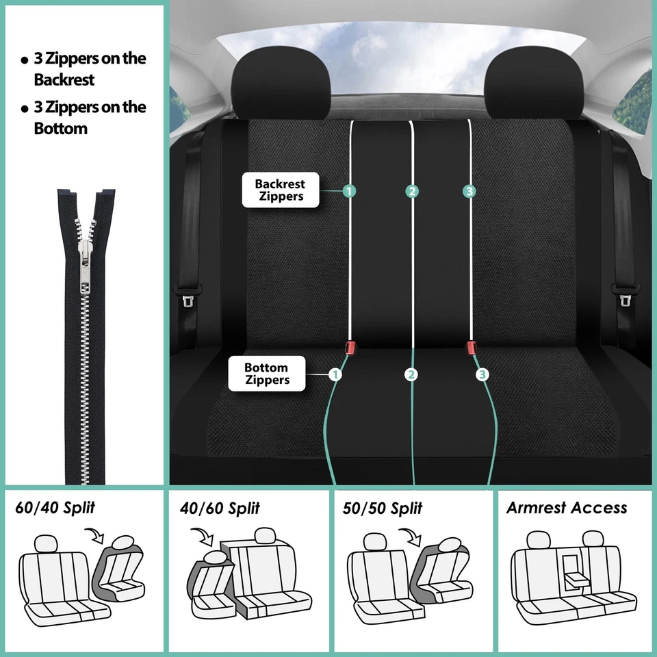 Juego completo de fundas de asiento de coche deportivo de ajuste universal de malla de aire 3D FH Group con alfombrillas Foto 4 de 4