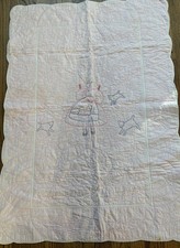 Antique Hand-Stitched Baby Quilt Blanket Pink Mary Little Lamb Bo Peep 46 X 34  