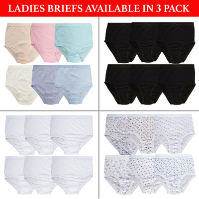 3er Pack Damen Slips Slips 100% Baumwolle Vollunterwäsche Comfort Fit Gr. M - 3XL
