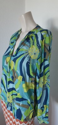 EMILY VAN DEN BERGH Bluse Shirt mehrfarbig Muster Stehkragen 100% Viskose  38/40