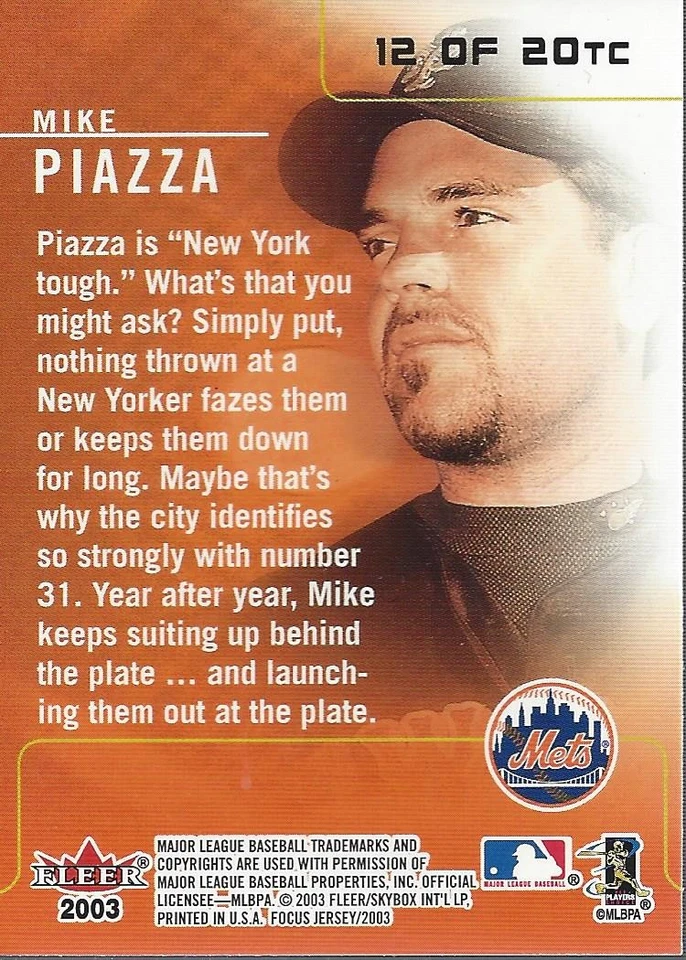 2003 Fleer Focus JE Team Colors #12 Mike Piazza - BB - Image 2 of 2