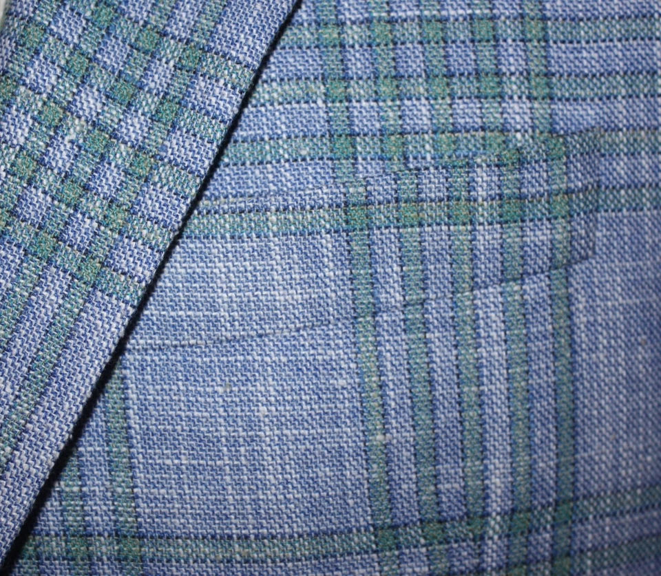 NEW Jack Victor Midland Blue Green Wool Silk Blend Plaid Sport Coat 40S NWT $848 - image 4 of 4