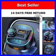Bluetooth 5.0 FM Transmitter Car Adapter 22.5W USB Fast Charger