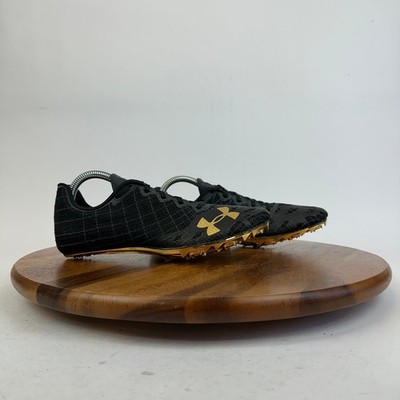 New Mens Under Armour HOVR Sprint Pro 3 Black Gold Spiked Sneakers Size 8 M NWOB