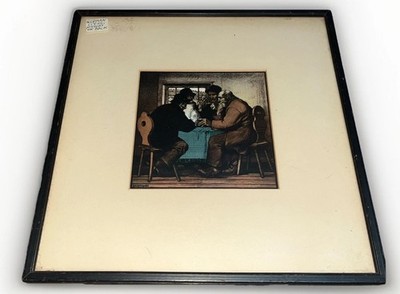 RUDOLF SCHIESTL RARE SIGNED COLOR LITHO  THE DRINKERS -FRAMED 20th CENTURY ART