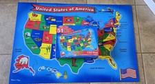 Vintage Melissa Doug Floor Puzzle USA Map Educational Rare 3 X 2 Big