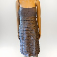 Jessica Howard Womens Dress Sz 12P Brown Shimmer Layered Ruffle Cocktail Party