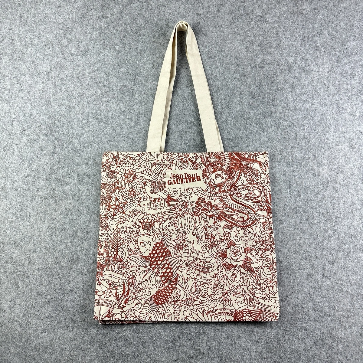 Sac Cabas Jean Paul Gaultier Classique 100% Coton - Imprimé Rose - Dimensions 33x30cm - Neuf