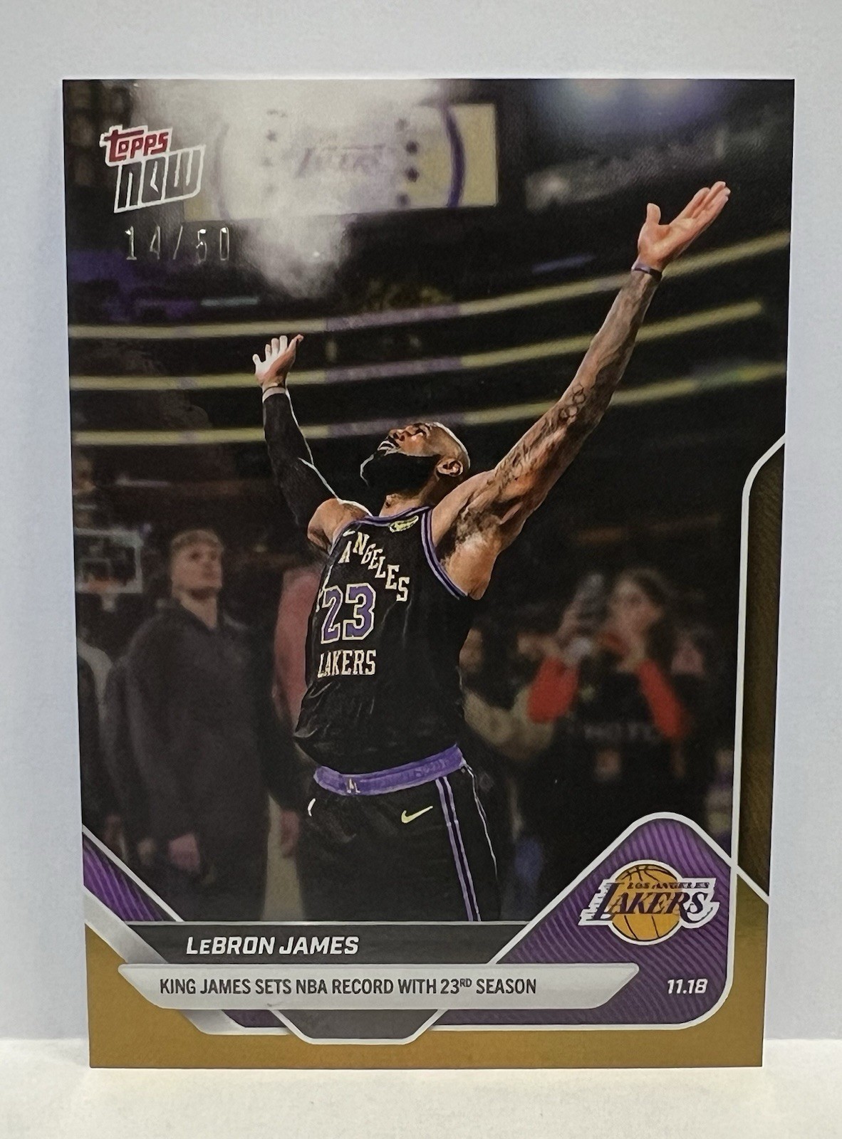 2025-26 Topps Now #58 LeBron James Los Angeles Lakers GOLD Parallel 14/50