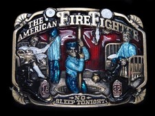TJ07120 VINTAGE 1986 THE AMERICAN FIRE FIGHTER COMMEMORATIVE BELT BUCKLE