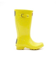 Girl's Hunter Original Giant Glitter Yellow Waterproof Rain Rubber Boot Size 5