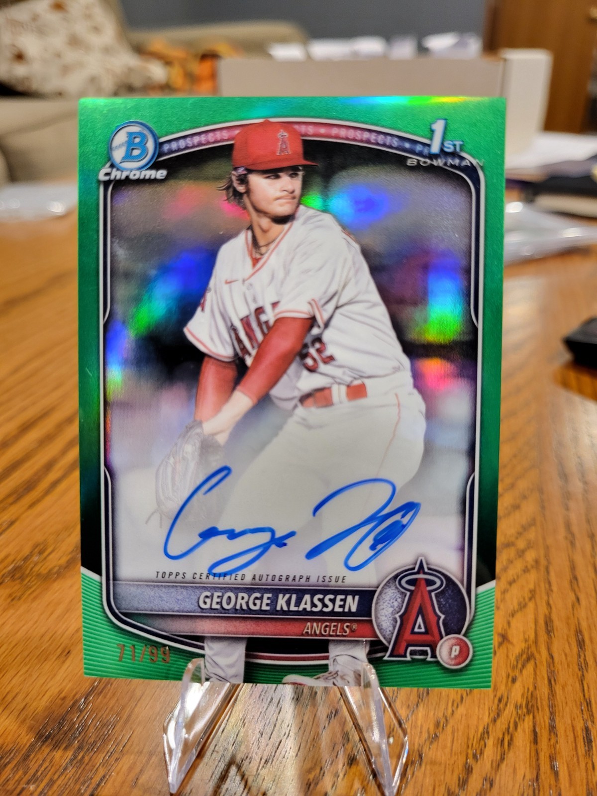 2025 Bowman Chrome Auto George Klassen #CPA-GK  1ST RC Green Refractor /99 Auto