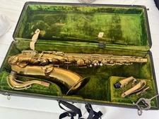 Vintage Frank Holton Elkhorn Gold Plated Tenor Saxophone 1914 w/Case/Accessories
