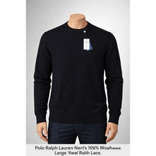 Polo Ralph Lauren Men  s 100 Merino Wool Crewneck Sweater Large Black NWT 198