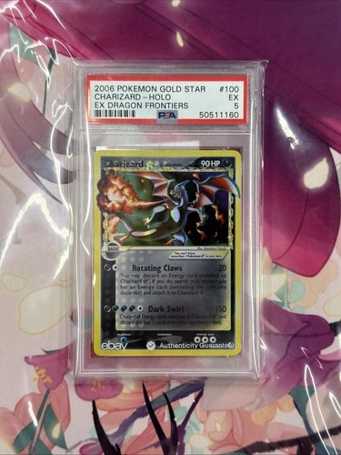 2006 POKEMON EX DRAGON FRONTIERS GOLD STAR #100/101 CHARIZARD HOLO PSA 5