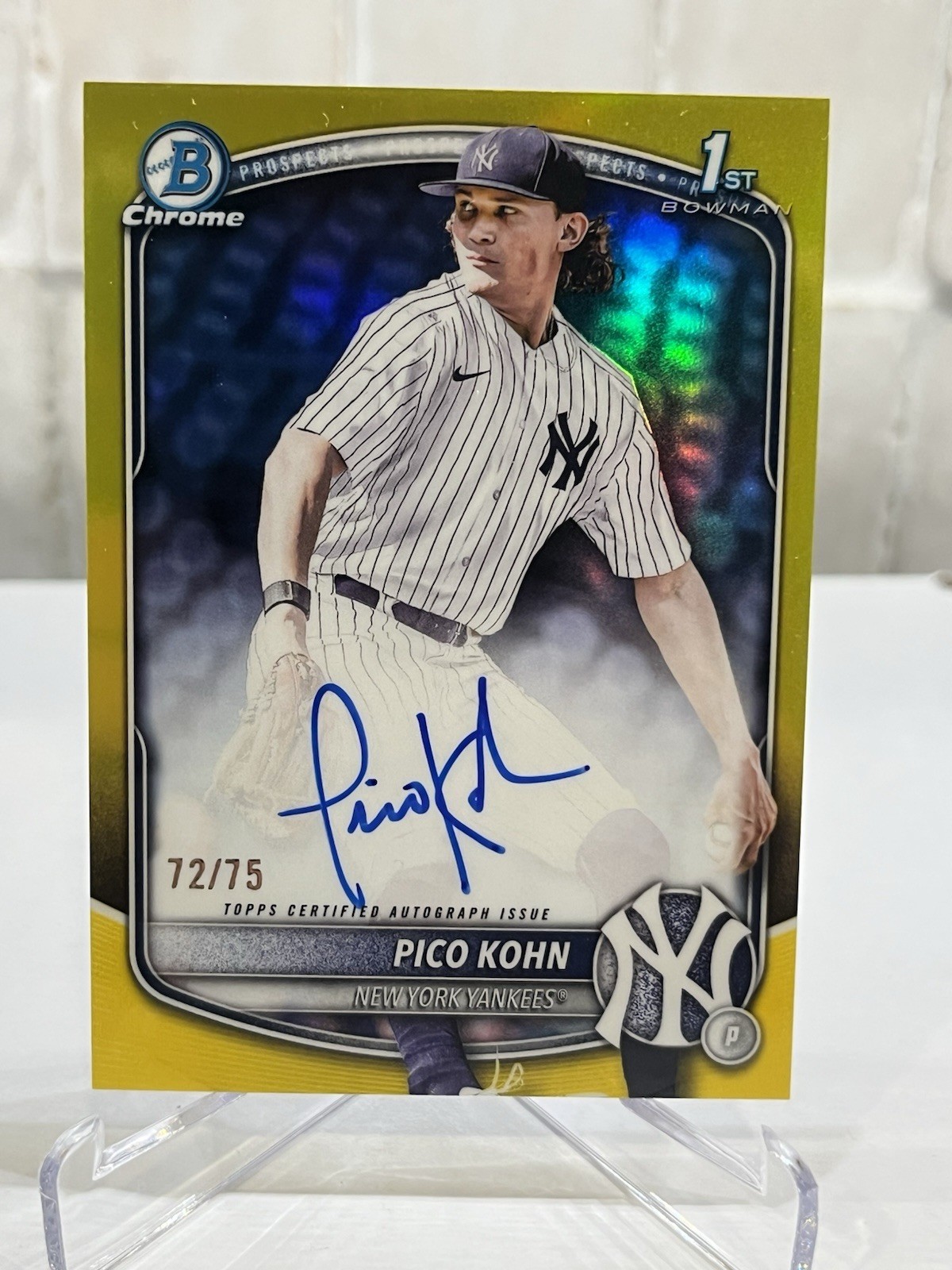 Pico Kohn /75 Yellow Autograph 2025 Bowman Draft Chrome 1st Auto Yankees RC