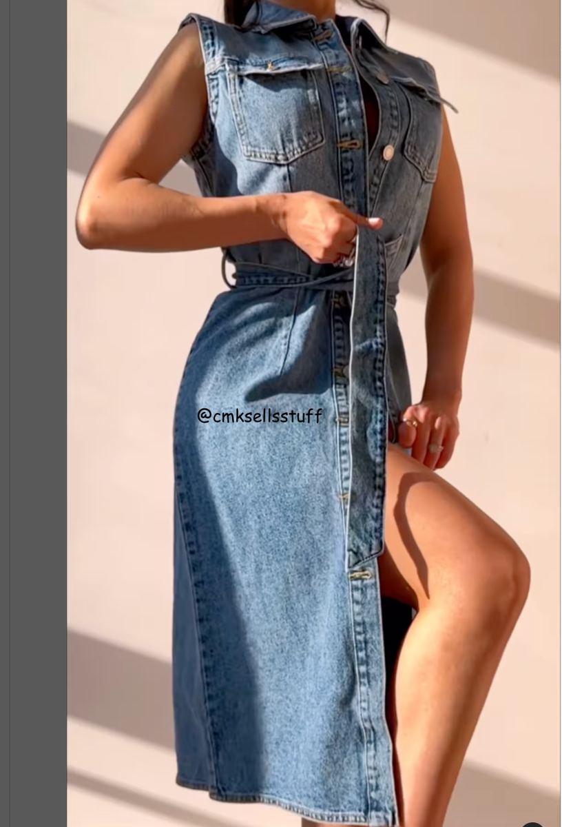 white christmas dresses Midler Denim Midi Dress Mid Blue main image 0