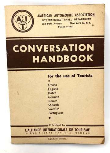 Vintage 1950s AAA International Tourist Conversation Handbook French German