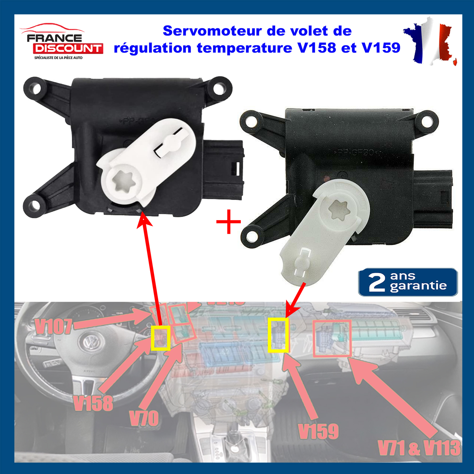 Plus de Climatisation Bloquée : Servomoteur de Volet Température V158 V159 pour Leon Altea Alhambra 12V
